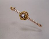 Antique Victorian 9K Gold Diamond Collar Stock Pin Brooch Vintage 1880s Jewelry