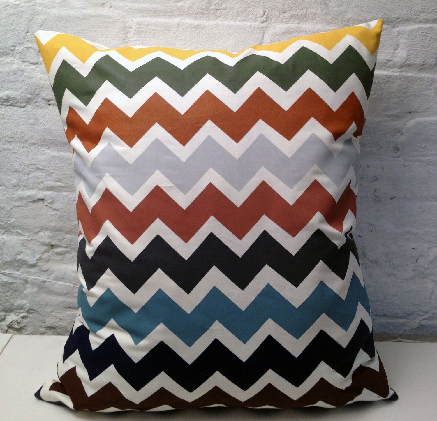 Chevron Weasley - repeat pattern organic screenprinted pillow