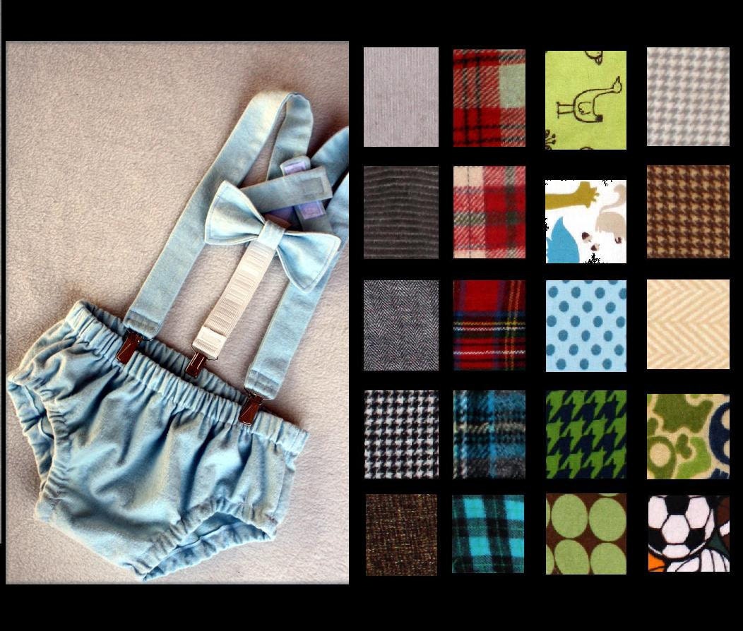 Baby Boy Diaper Cover, Suspenders, and Bow tie Great Photo Prop for all ages. Unique cake smashing outfit.