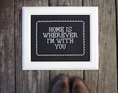 home is... framed x-stitch art NEW 8X10 size - ChezSucreChez