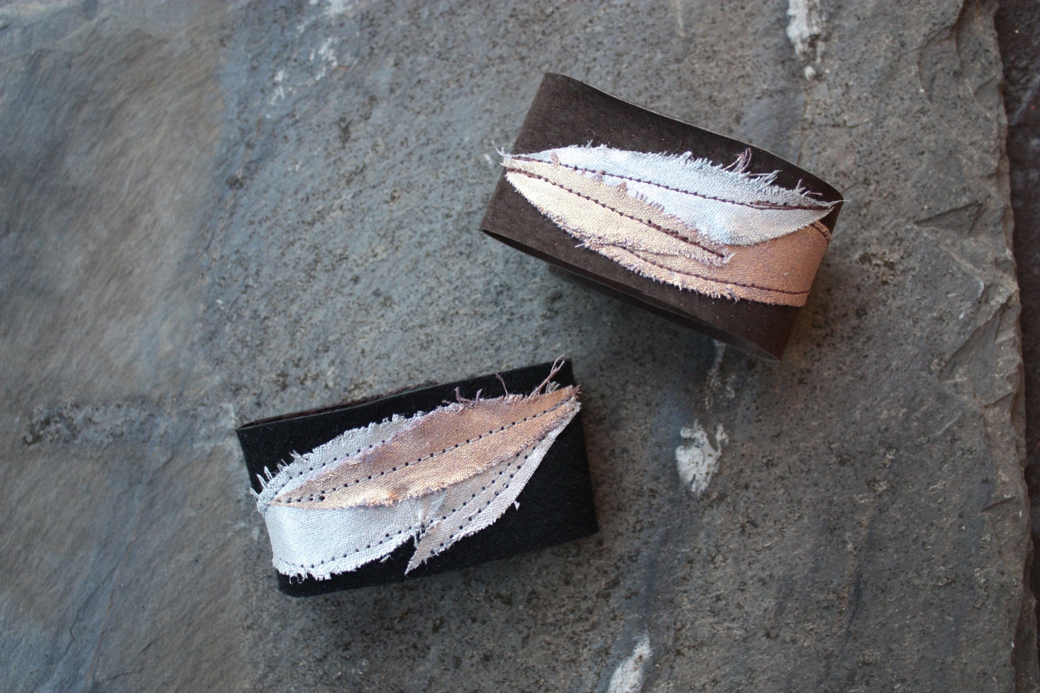 Suede and Fabric Wrist Cuff