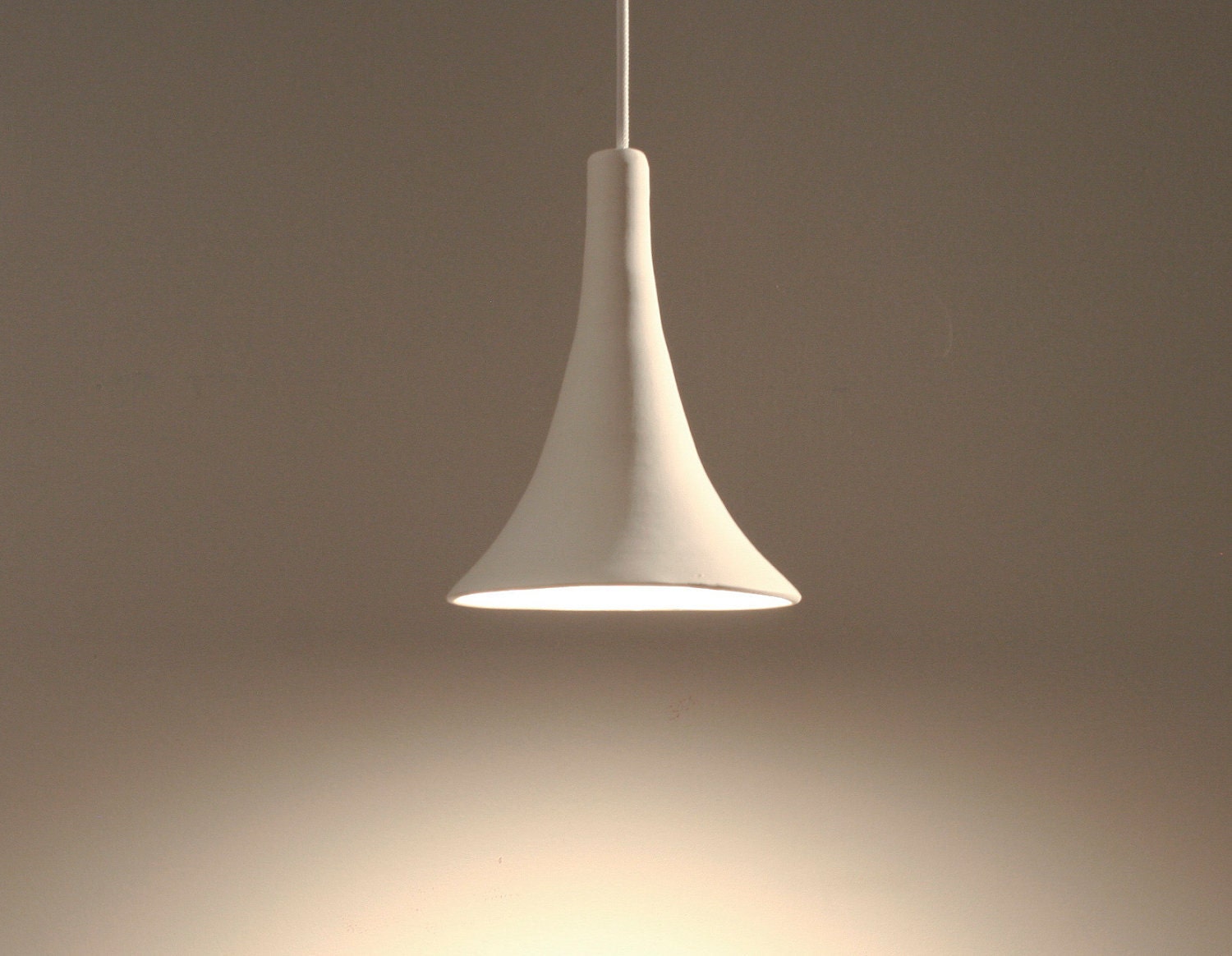 Pendant Lamp: Gramophone - White Clay
