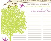 Wedding Guestbook Poster: Tree and Bird, Personalized Design, digital or printed