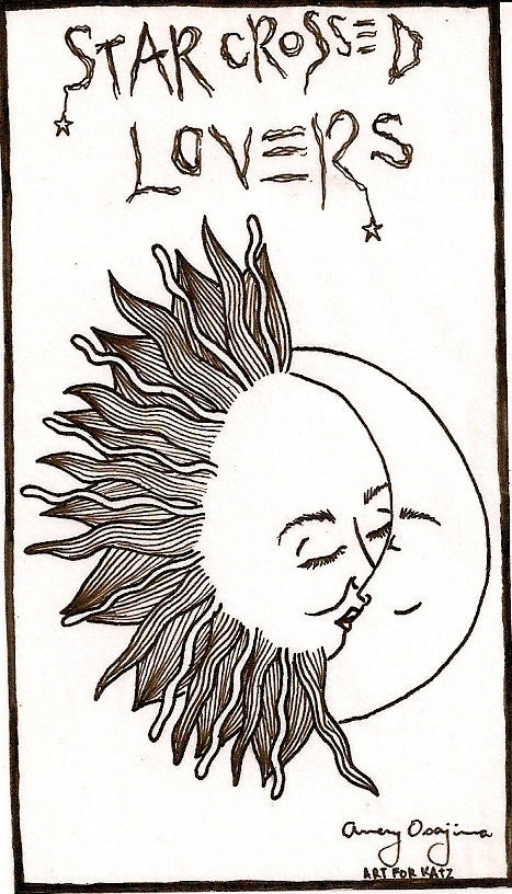 Hand Made Sun & Moon Star Crossed Lovers Sticker