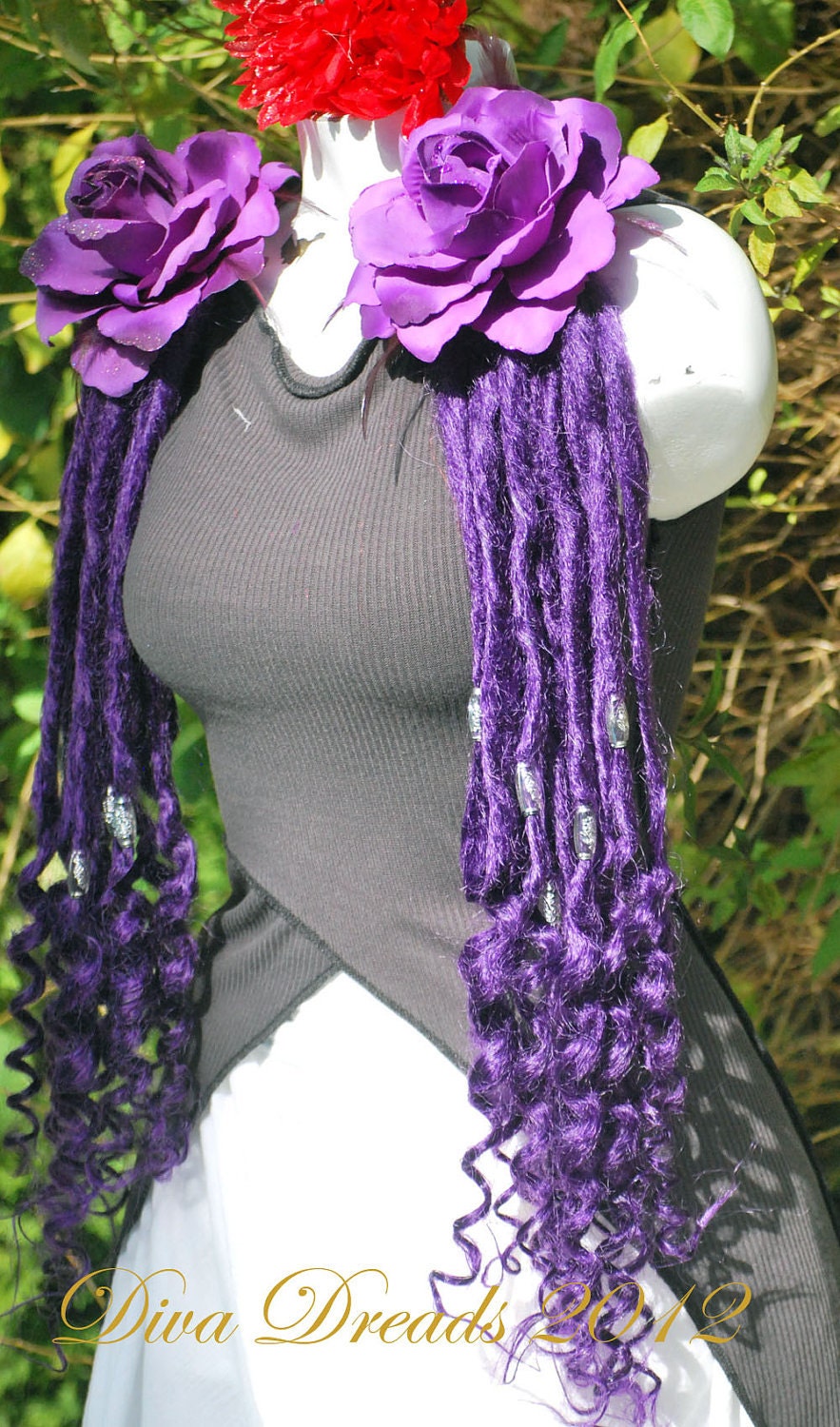 Medium set of Purple Super Curly  Dread lock falls
