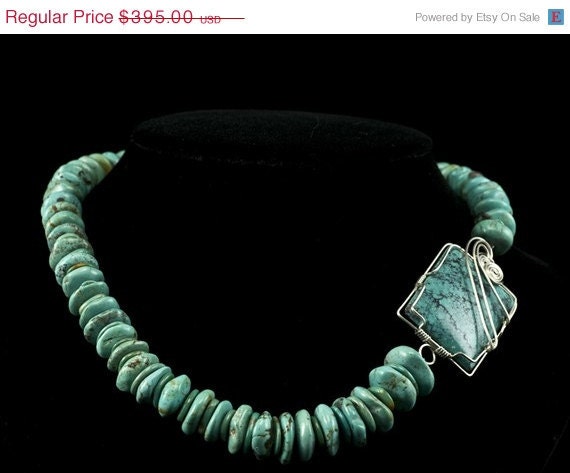 Handmade Turquoise and Silver Necklace and Earrings