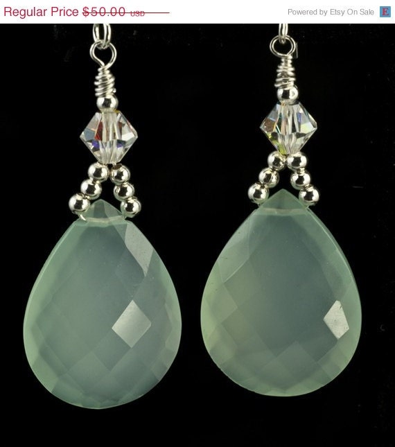 Aqua Chalcedony Gemstone Earrings