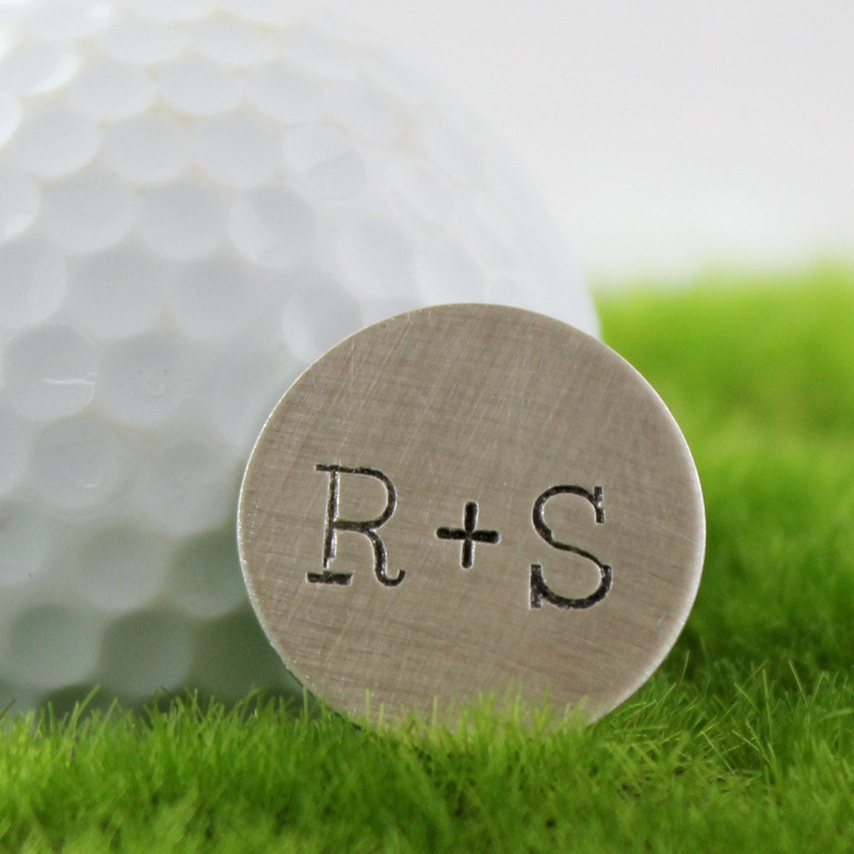 You & Me personalized hand stamped sterling silver golf ball marker