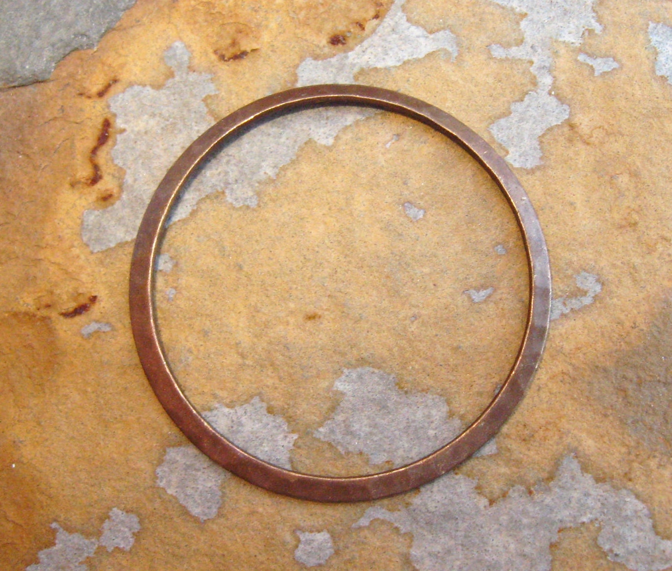2 Large Hammered Rings Trinity Vintage Patina  33mm -  Trinity Brass LOW SHIPPING