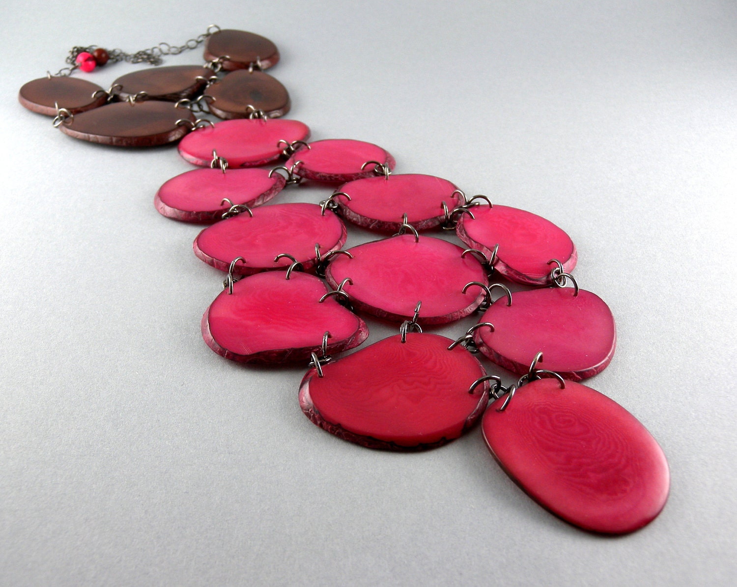 Chocolate Cherry Eco Friendly Tagua Nut Tie Necklace with Free Shipping "The Office" - decoratethediva