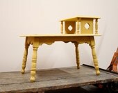 Stewart Vintage Rustic Side Table Yellow Distressed