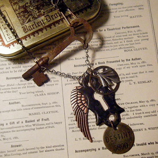 KEY'PER: DESTINY - Steampunk Assemblage Altered Art Vintage Keyhole Escutcheon  Mens, Womens Necklace - ooak