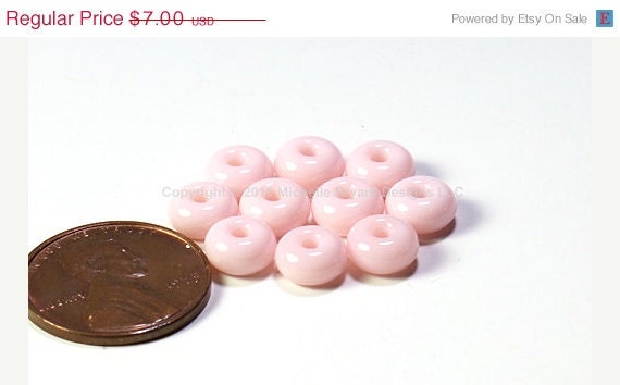 ON SALE Lampwork Beads Glass Desert Pink 7mm SPACER Shop