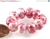 ON SALE Lampwork Glass Beads sra Strawberry Compote SPACER Shop