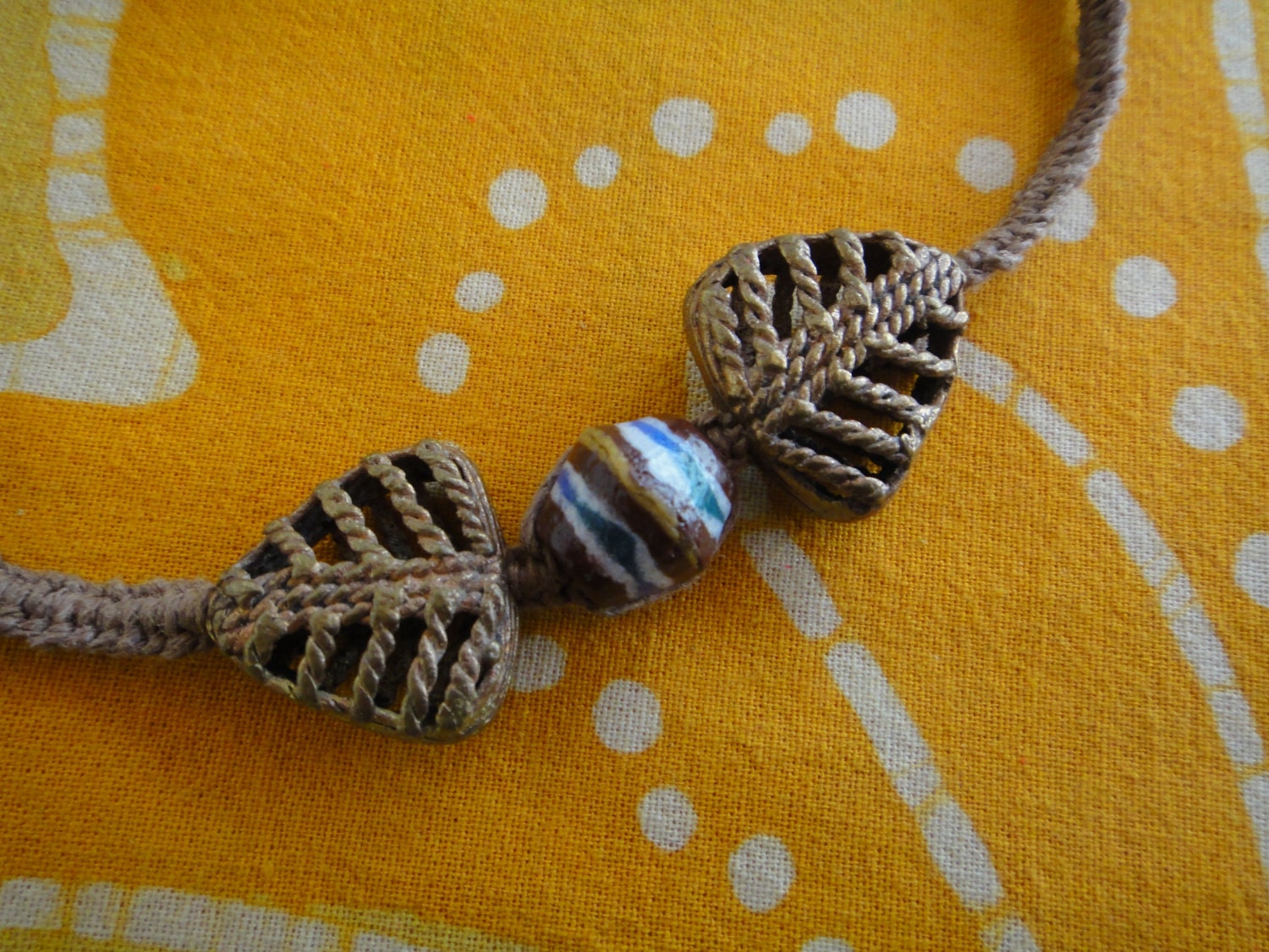 Autumn Leaves Ashanti Bead Hemp Necklace