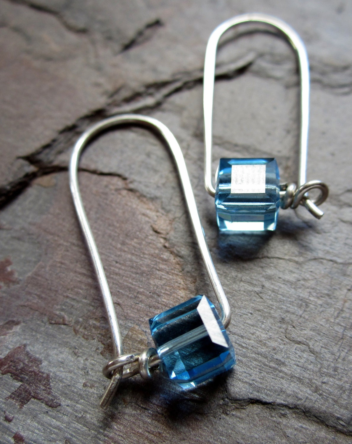 Belle Earrings - Genuine Swarovski Crystal Cubes & Sterling Silver