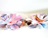 4  Recycled Paper Stitched Flower Adornments