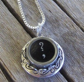 Typewriter Key Locket-Pendant- Necklace- Question Mark - ALL letters and numbers available/Retro - Recycyled - Reclaimed