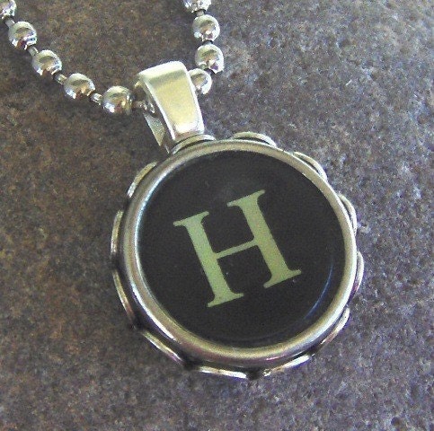 Necklace, Vintage Typewriter Key- Reclaimed/Recycled Vintage, Initial H - ALL LETTERS Available