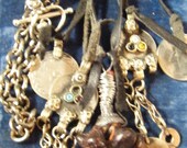 Gypsy bohemian tribal tassel necklace leather vintage assemblage belly dance