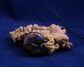 Deep Space Nautilus Necklace - Handmade Polymer Clay Jewelry