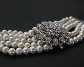 Vintage style five strand handmade bridal pearl bracelet