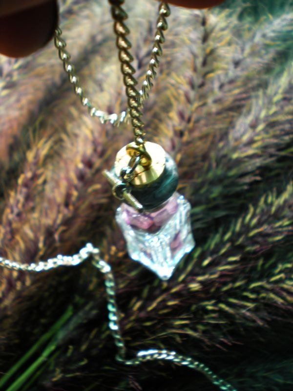 Amethyst Smoothed Chip Filled Glass Vial Necklace/ Pendulum