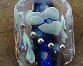 Lampwork Focal Bead -Midnight Flower- Handmade Floral Bead by Andrea Pirkey SRA LE