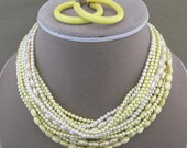 Yellow Japan Beaded Necklace Earrings Set Multi Strand