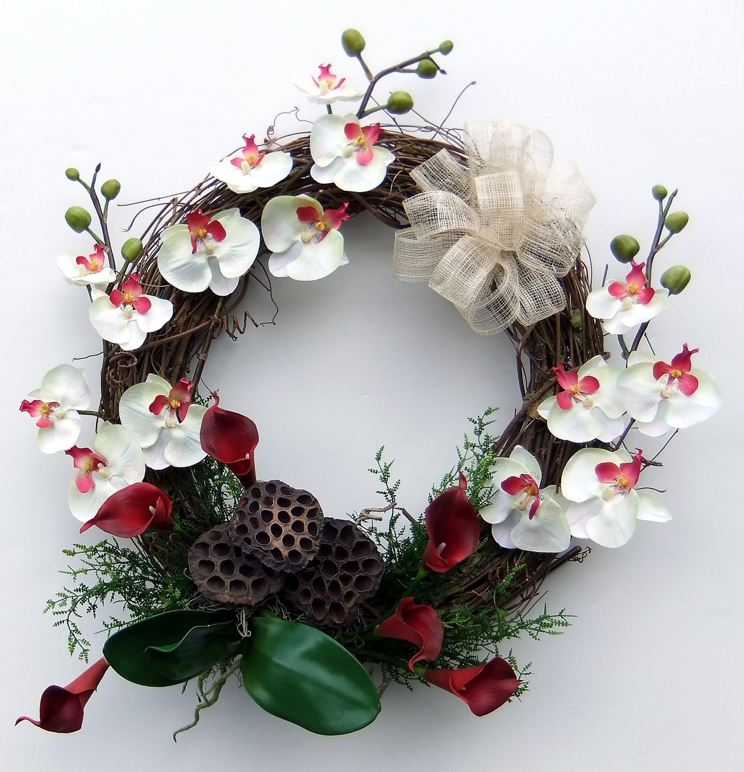 Orchids and Cala Lily Wreath