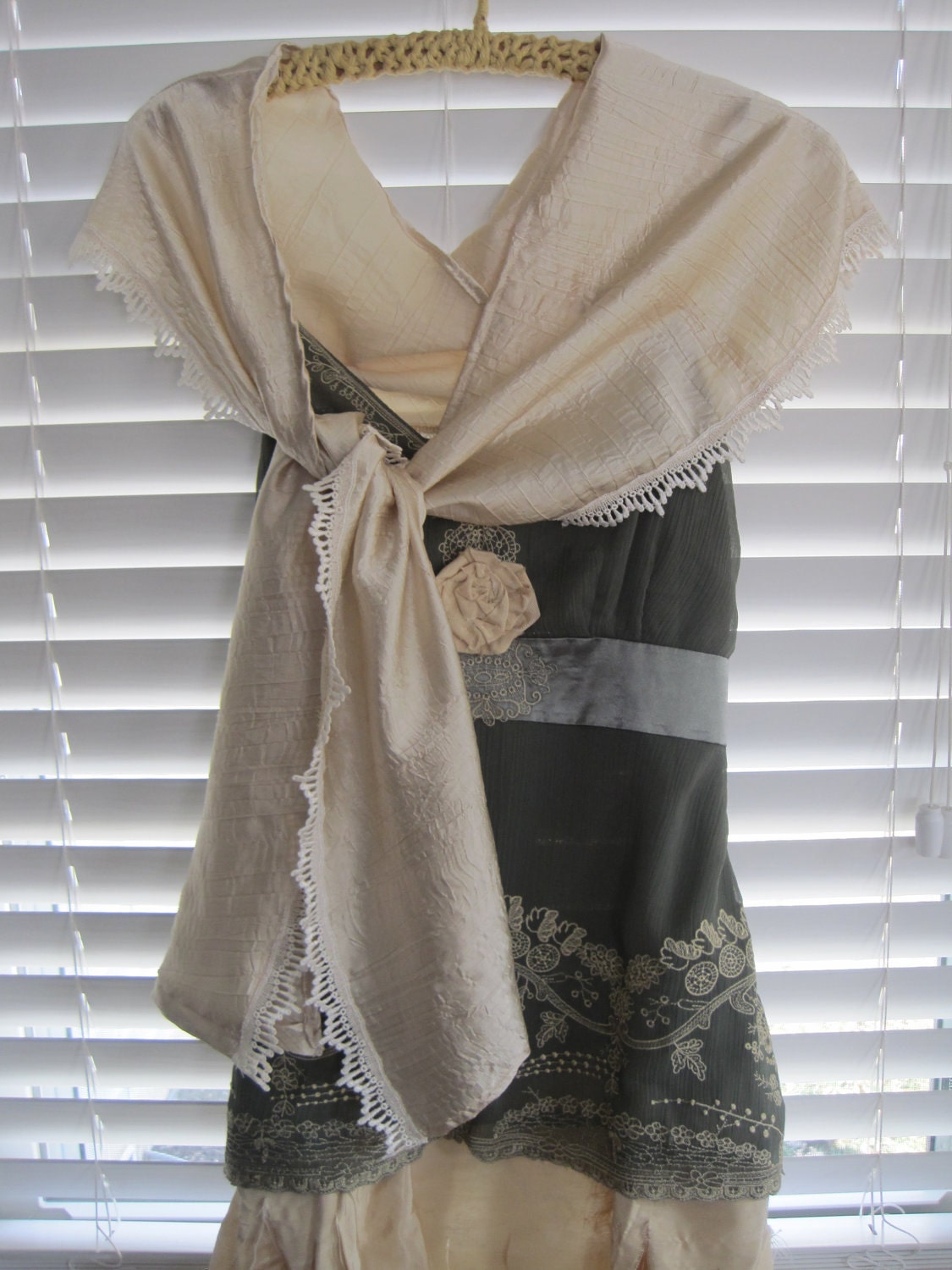Eco cream satin wrap scarf shawl Ready to ship