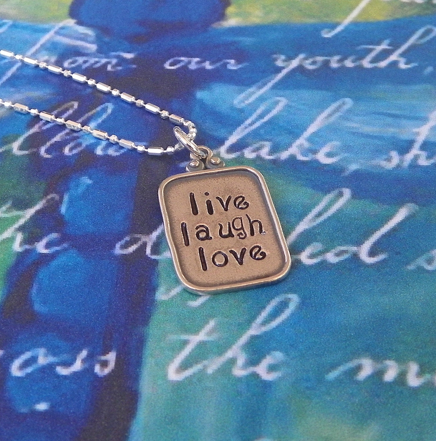 Sterling Silver, Hand Stamped "live laugh love" Necklace