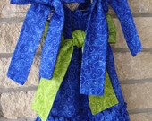 Custom Boutique Royal Blue and Lime Shirred Top Dress size 1 to 8