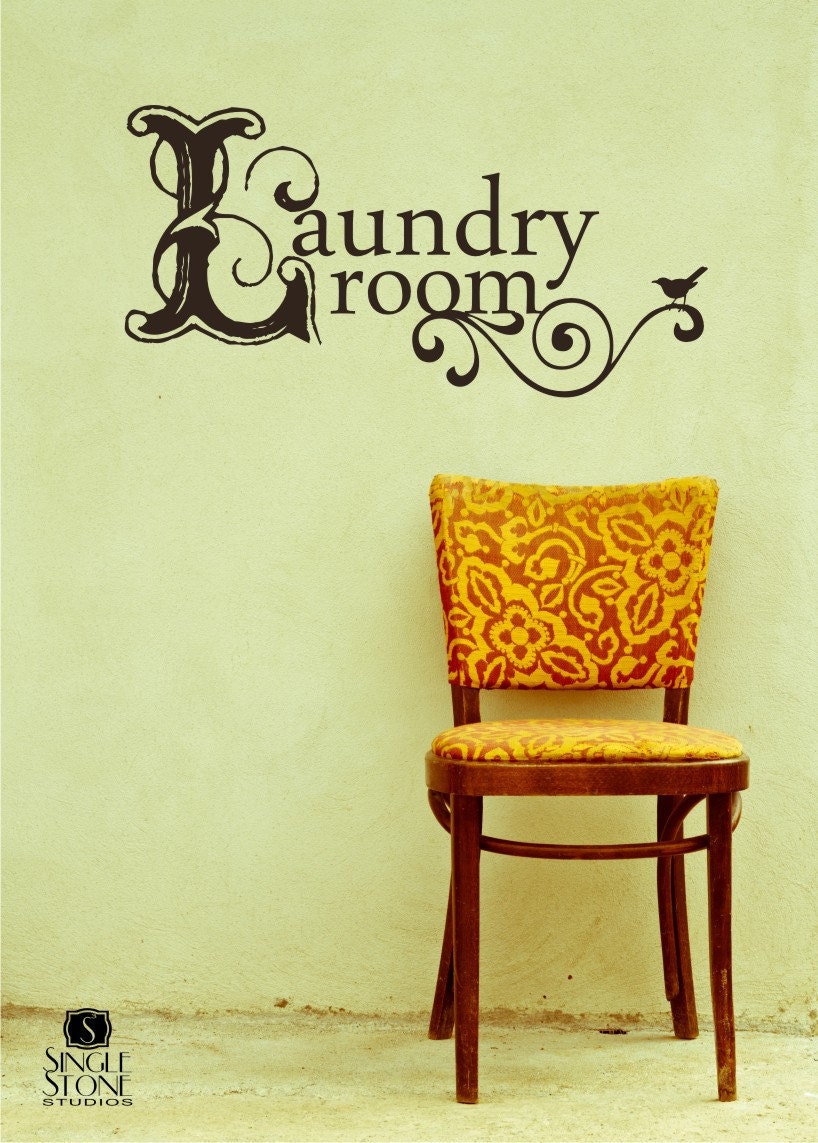 Laundry Room Wall Decal Vintage Style - Vinyl Text Wall Words Sticker