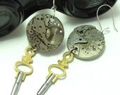 Steampunk Key Earrings OOAK Industrial Vintage Watch Parts Dieselpunk Exclusive Design Mystic Pieces