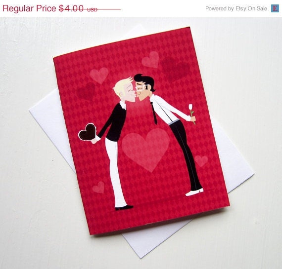 ON SALE For the Boys - Same-Sex Valentine's Day Note Card