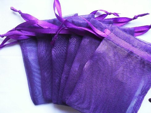 Purple Organza Bags / favor bags set of 50 bags 3 x 4inch Great for handmade soaps, herbs, tea, jewelry etc.