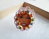 Barbie Face Rhinestone Chain Ring