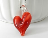 Red heart necklace crimson lampwork glass valentine jewelry heart sterling silver necklace 247 tt team