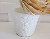 Vintage Milk Glass Planter - Embossed Floral Design - Simply Shabby - Beautiful Spring Vase