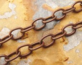 1 ft. Trinity Brass Large Etched Cable Chain 9.5mm Trinity Vintage Patina -  LOW SHIPPING