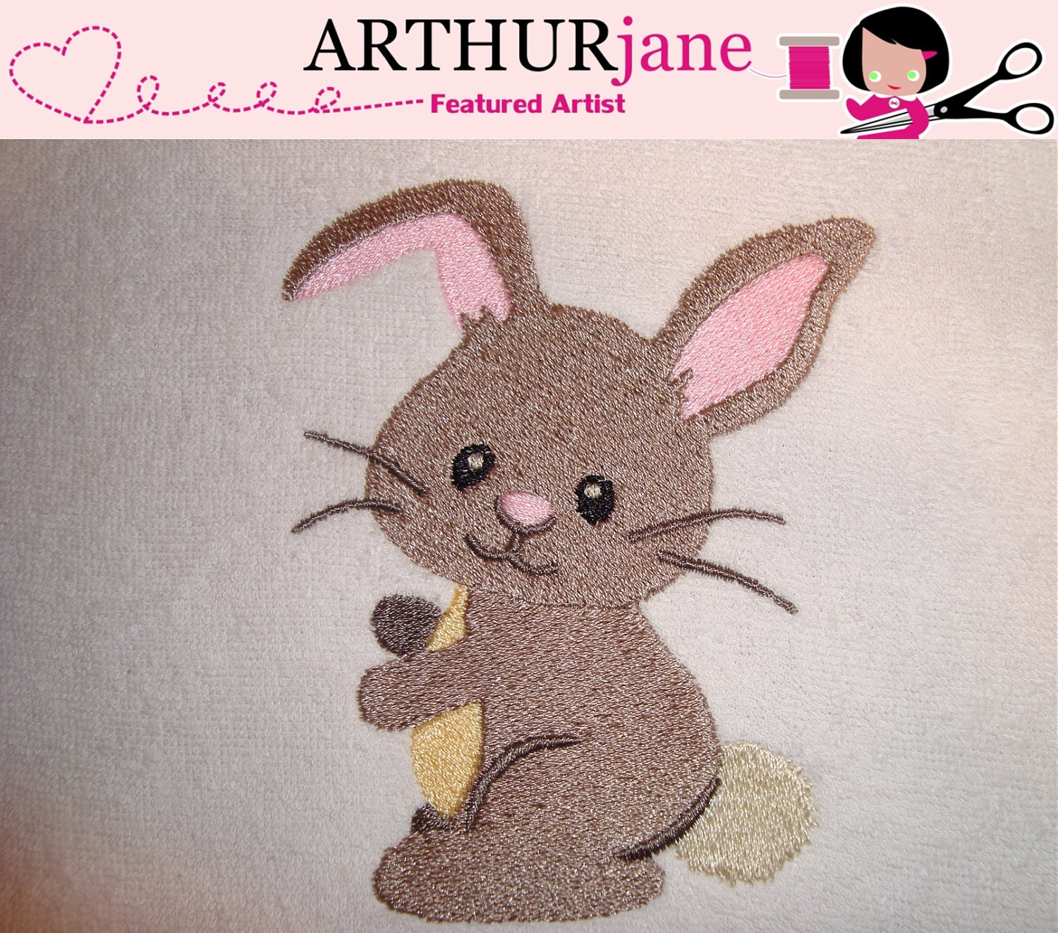 Bunny Embroidery Design for Machine Embroidery 4x4