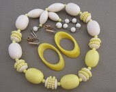 Sunshine Yellow Vintage Beaded Necklace Set