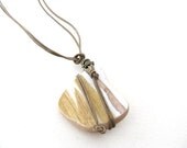Beach Ceramic Pendant unisex tan and leather