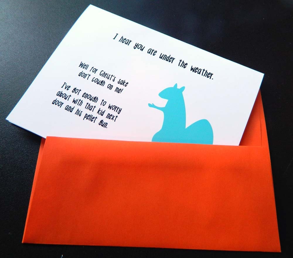 Funny squirrel get well card (WG104)