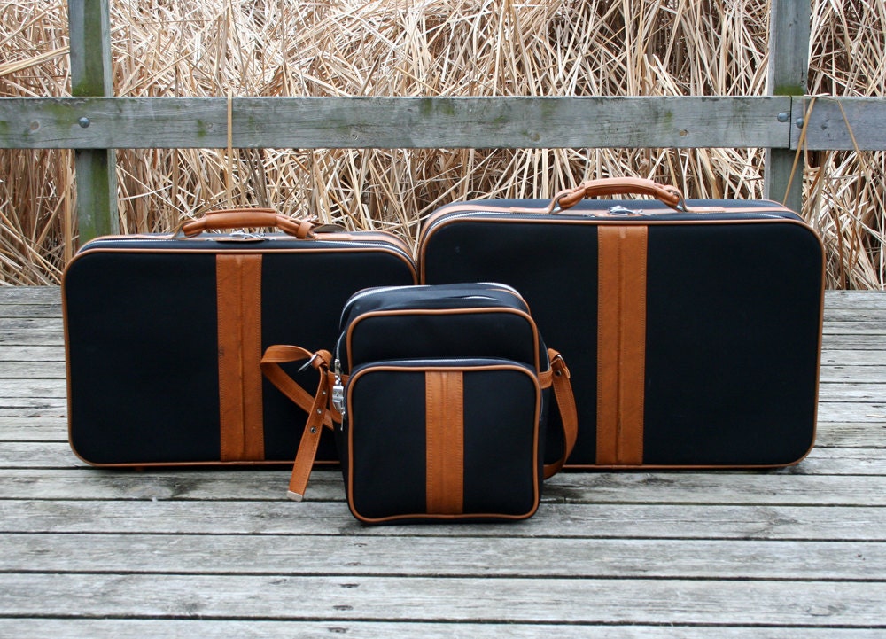 Black and Brown Soft-sided Luggage Trio