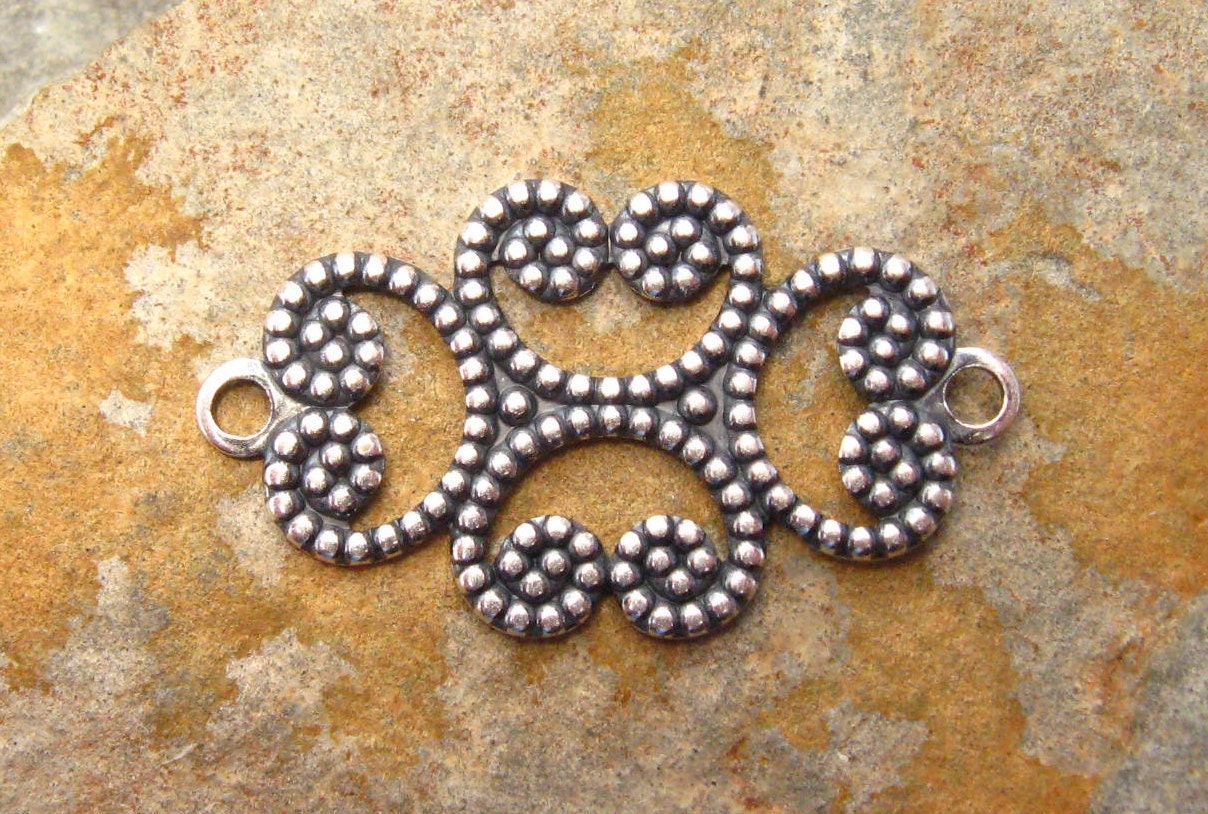 4 Antique Silver Oval Filigree Connector 13mm x 24mm -  Trinity Brass LOW SHIPPING