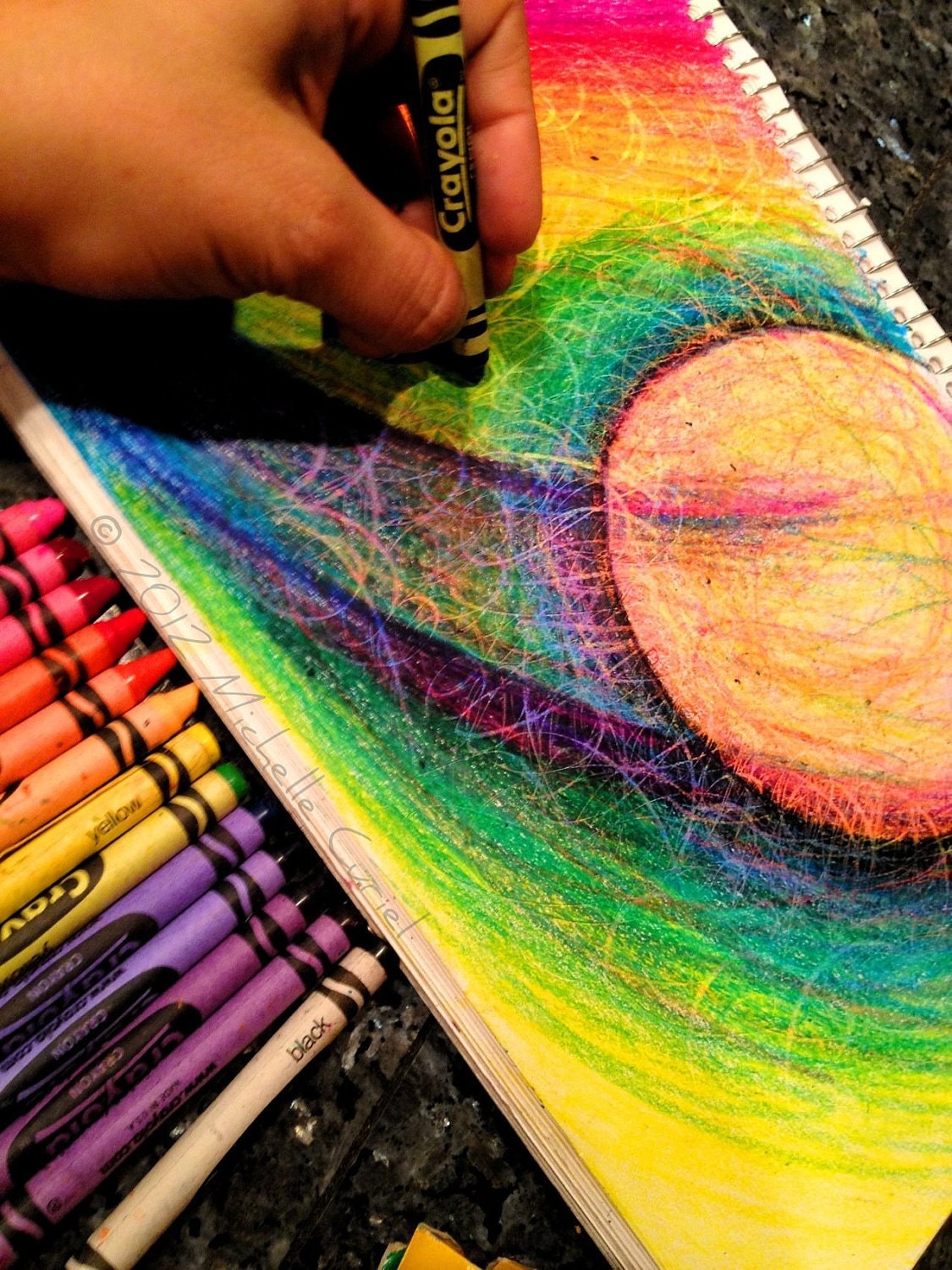 Crayon Universe - 8 x11 Original art (with 11x14 matt)