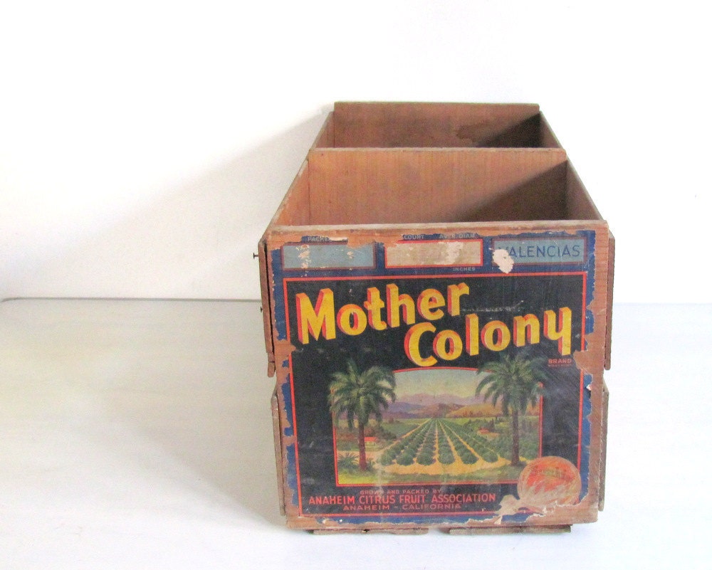 Vintage Fruit Crate Wood Box LARGE theteam eveteam - NifticVintage
