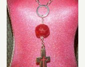 ON SALE For the Love of the Cross           ( Ruby Cross and Wing Necklace)